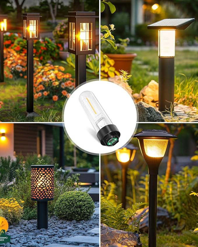 Solar Garden Light Replacement Bulbs, Warm White 3000K 0.5W Outdoor Fence Light Bulbs DC 3V for Yard Landscape Path Lawn Patio Walkway, 2-Pack