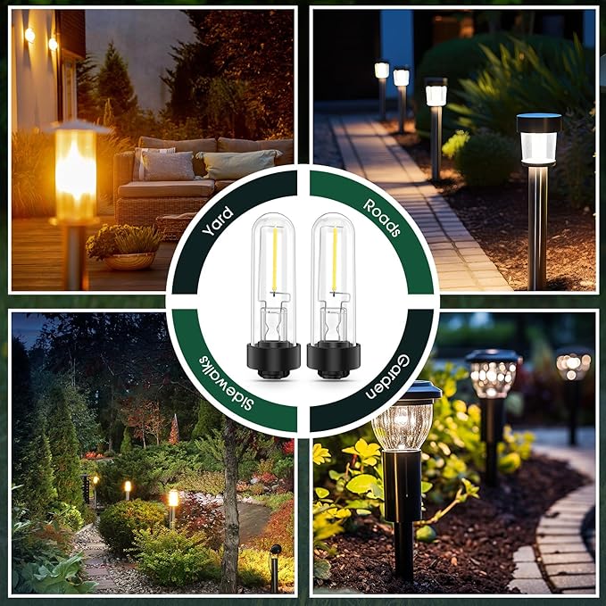 8 Pcs Solar Light Replacement Bulbs Warm White 3000k 0.5w DC 3v Solar Bulbs for Outside Garden Yard Patio Pathway Landscaping