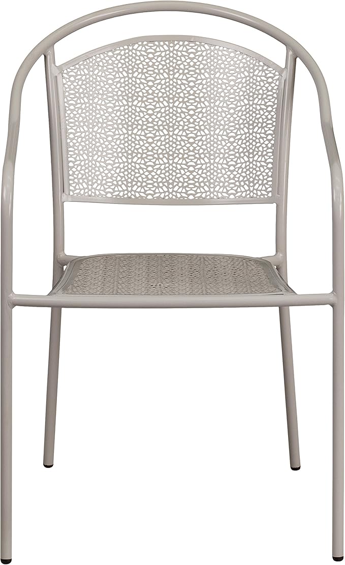 Flash Furniture Oia Commercial Grade 5 Pack Light Gray Indoor-Outdoor Steel Patio Arm Chair with Round Back