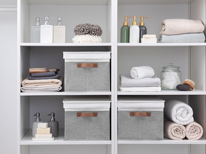 StorageWorks Fabric Storage Bins with Lids, Closet Storage Bins