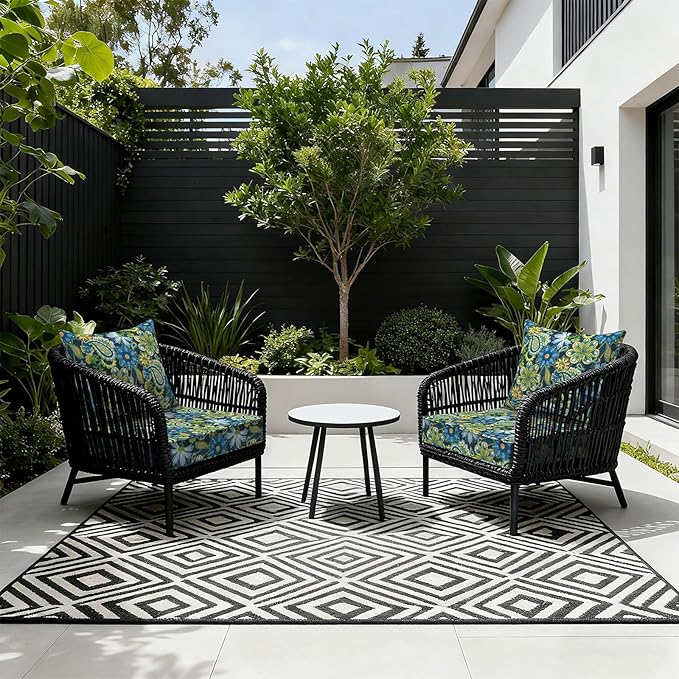 LVTXIII Outdoor Deep Seat Cushion 22"x22"x4" Patio Seat and Back Cushion Set Seasonal Chair Cushion for Dining Arm Chairs, Wicker Chairs and Garden Furniture Decoration, Flower Child