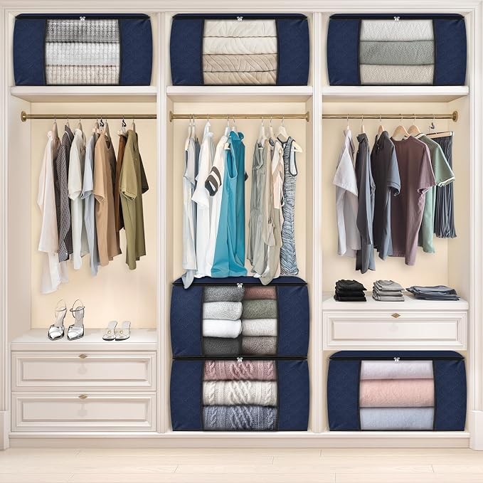 Fab totes 90L Clothes Storage, Foldable Thick Fabric Blanket Storage Bags