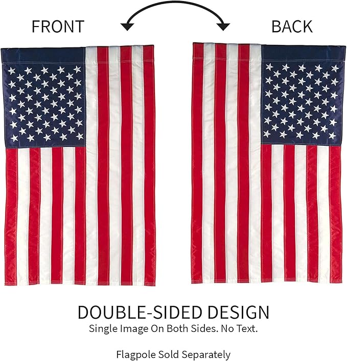 Evergreen Flag American Flag 44-inch x 28-inch House Size | Heavy Duty Outdoor Premium 310D | Embroidered Stars and Stripes and Quadruple Stitched Edge | USA Residential or Commercial