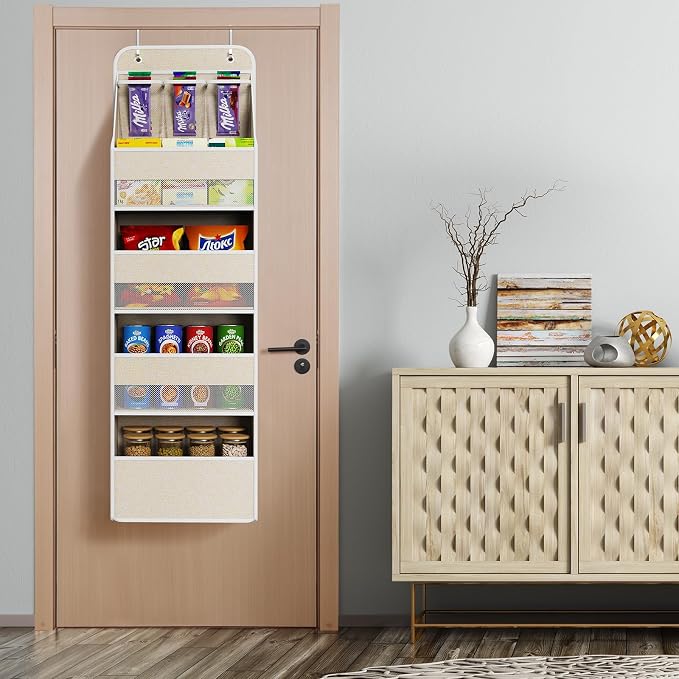 Univivi Over the Door Organizer for Baby Nursery, Beige Pattern, 5-Shelf