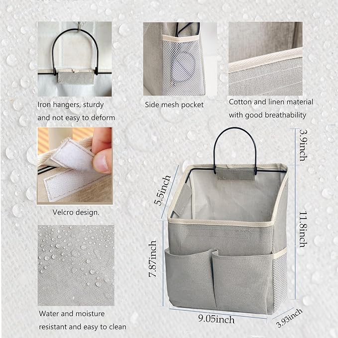 2pcs Wall Hanging Storage Bag,Wall Hanging Organizer Bags with Pockets, Wall Organizer Storage for Dormitory Bathroom Bedroom Kitchen(Navy Blue)