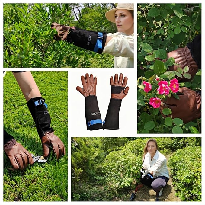 Gardening Gloves for Rose and Cactus Handling,Cow Leather Garden Gloves Thorn Proof,Gardening Gifts for Womens/Mens