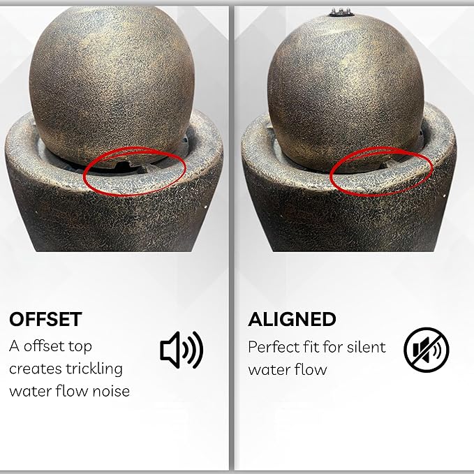 XBrand 26" Modern Sphere Water Fountain with LED Light – Indoor Outdoor Stone Texture Floor Fountain, Zen Bubbling Ball Water Feature for Garden Patio Porch - Bronze