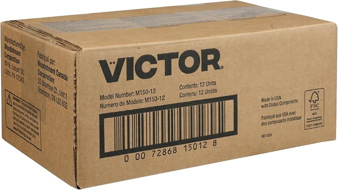 Victor Metal Pedal Mouse Traps, 12-Pack, Reusable Wooden Snap Traps | FSC Certified Wood, Indoor Mice Control Pest Elimination, Rodent Killer Control, Clean & Quick Trapping, Mice Traps for House