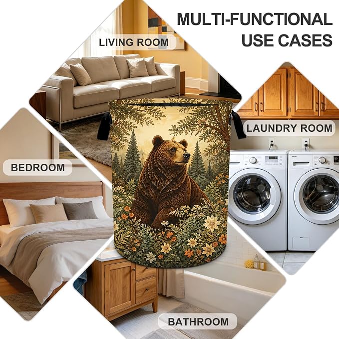 Animal Laundry Basket Collapsible Oxford Laundry Hamper Clothes Storage Bin with Handles for Bedroom Bathroom Laundry Room 19.6 x 15.7 Inches