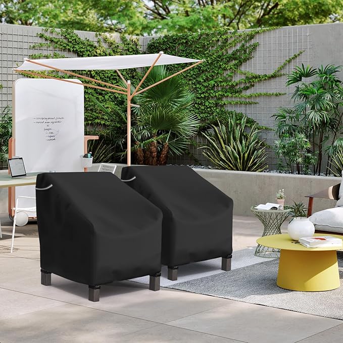 STARTWO Patio Outdoor Chair Covers 2 Pack, Outdoor Furniture Covers Waterproof adapter for Lawn Lounge Seat, Wicker, Swivel, Adirondack, Rocking Chairs, 33" Lx35" Wx38.5" H inch, Black