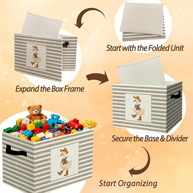 Rustic Western Cowboy Duck Storage Bins Boxes Handles