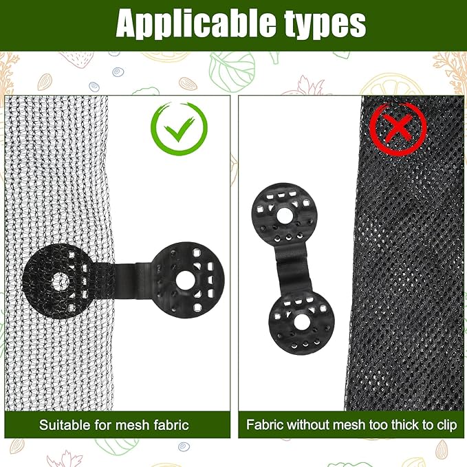 Maitys 100 Pcs Sunscreen Net Clips Plastic Shade Cloth Clips Black Plastic Sunshade Clip for Greenhouse Outdoor Garden Anti Bird Netting Agricultural UV Resistant Fabric Accessories