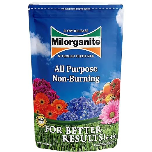 Milorganite All-Purpose Eco-Friendly Slow-Release Nitrogen 6-4-0 Fertilizer, 5 Pound Bag (Pack of 3) - for Lawns, Flowers and Gardens