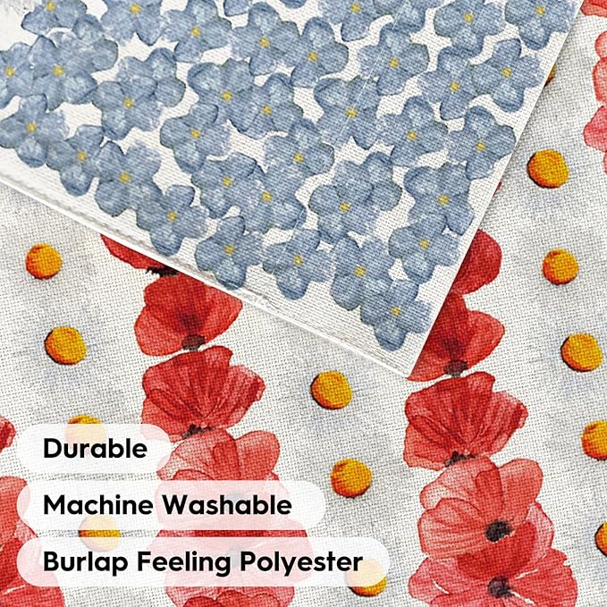 AVOIN colorlife Myosotis Poppy Memorial Day Garden Flag 12x18 Inch Double Sided Outside, Patriotic American Flag Yard Outdoor Decoration
