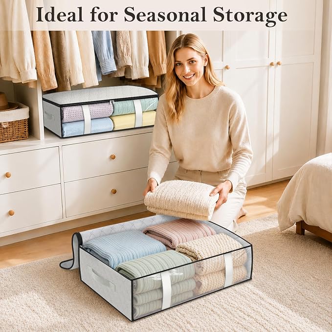 StorageRight Under Bed Storage Bags, 4 Pack, 40L, White