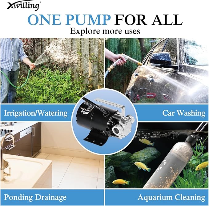Water Transfer Pump With ON/OFF Switch, 120V Water Pump 330 GPH Utility Pump, 1/10 HP Electric Water Pump Rain Barrel Garden Hose Pump for Water Transferring from Ponds, Pools, Aquariums, Hot Tubs