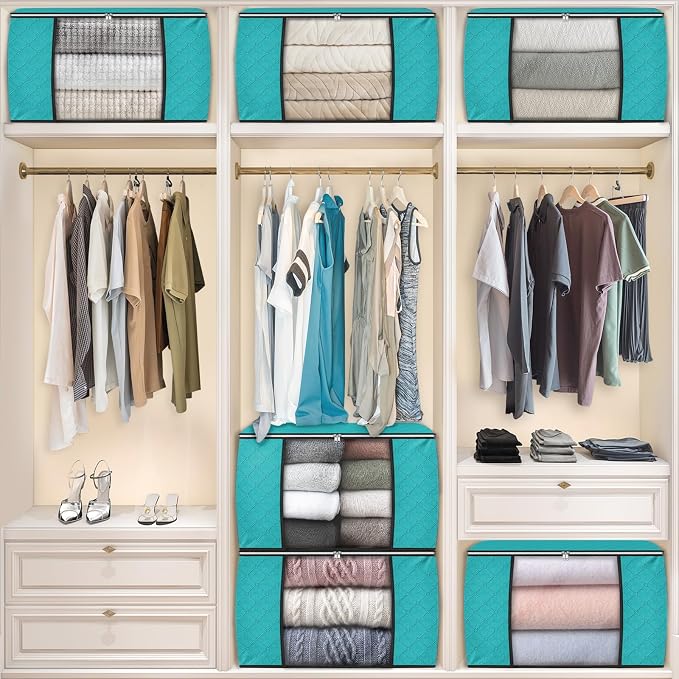 Fab totes 90L Clothes Storage, Foldable Thick Fabric Blanket Storage Bags