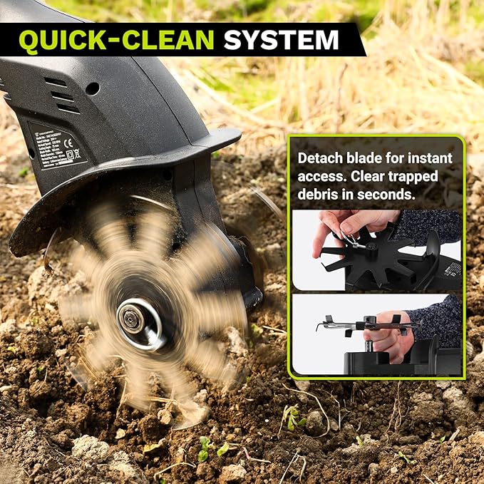 Cordless Electric Garden Tiller: DEKOPRO Power Cultivator for Effortless Soil Cultivation in Flower Beds, Vegetable Gardens, Lawns-Lightweight Lawn Yard Garden Tiller