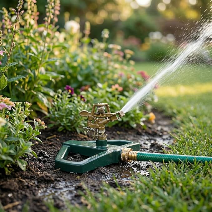 Heavy Duty Metal Impact Sprinkler 360° Rotating Pulsating Sprinkler for Yard & Garden,Metal Base with Built-in Filter Covers Up to 5,800 Sq.Ft,Ideal for Lawn Irrigation