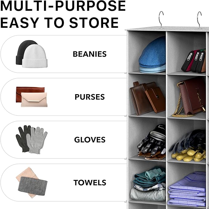 Simple Houseware 24 Section Shelves Hanging Shoes Organizer, Gray