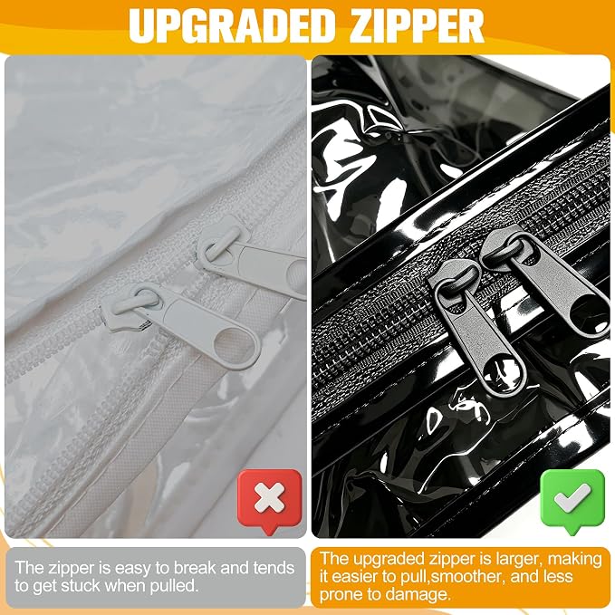 Plastic Storage Bags with Easy-Glide Zipper, Pack of 6, Durable Clear Vinyl Zippered Storage Bags for Clothes Sweaters Comforters Blankets Sheets Bedding (18 x 15 x 4 Inch, Transparent Black)