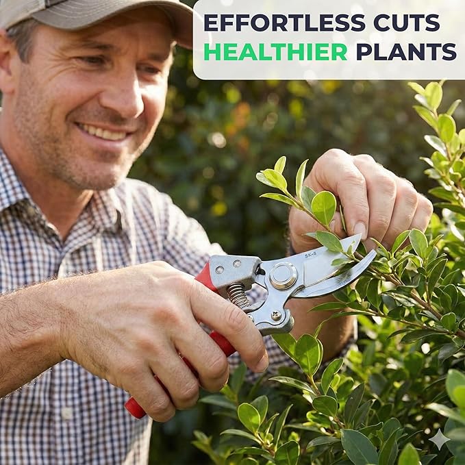 Flora Pruning Shears β SK5 Steel Garden Scissors with Safety Lock, 1β Cutting Capacity, Ergonomic Non-Slip Handles, Bypass Hand Pruners for Plants, Roses, Bonsai & Shrubs