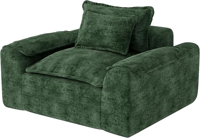 Hobestluk Oversized Cloud Single Sofa, Deep Seat, Memory Foam, Green