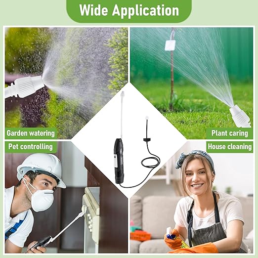 Qualirey Battery Powered Sprayer Wand with Holster, Foldable Nozzle Fits 38mm Cap 1 Gallon Jugs, Electric Weed Bug Ant Killer for Beach Cleaning, Gardening, Lawn and Disinfecting(Black)