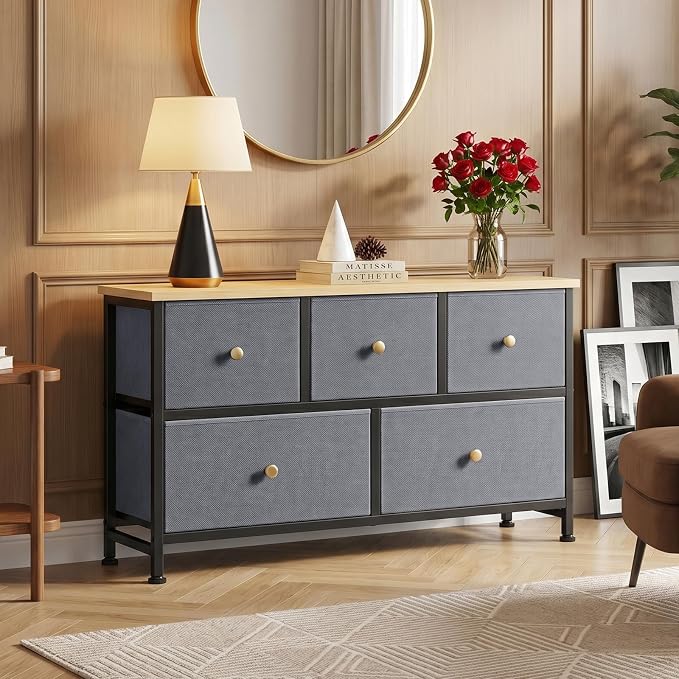 OLIXIS 5 Drawer Dresser for Bedroom, Storage Organizer Unit for Closet