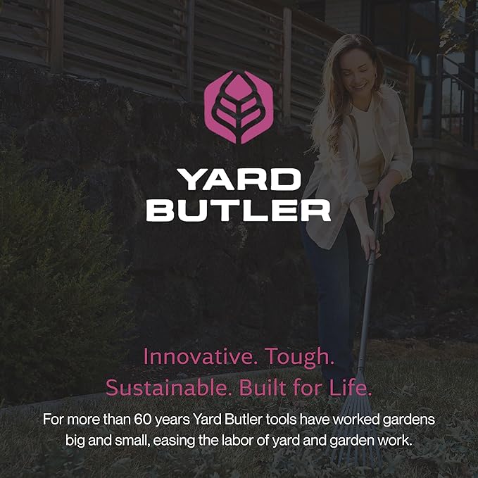 Yard Butler ILT-8 World’s Greatest Rake 8” Wide Shrub Rake Garden Rake for Lawncare - Convenient Garden Cleaning Accessory - Lightweight Handle - Steel Tines - Easy to Maneuver