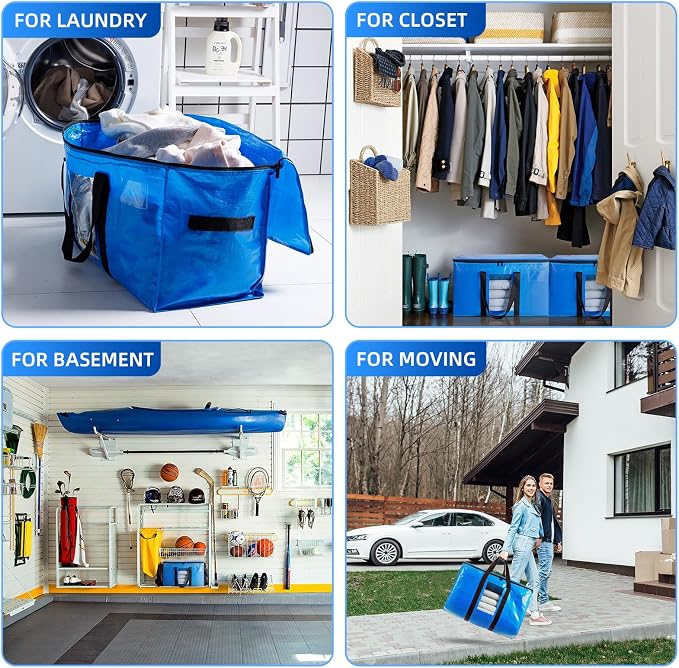 TAILI 2 Pack Blue Extra Large Moving Bags,Storage Bags with Visible Window