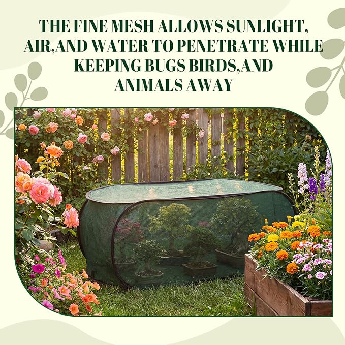 4 Pack 39 x 18 x 16 in Pop up Garden Plant Shade Tent 80% UV Resistant Plant Shade Net Foldable Crop Cage Cloth with Stakes for Outdoor Vegetable Fruit Protector Sun Protection Easy Setup