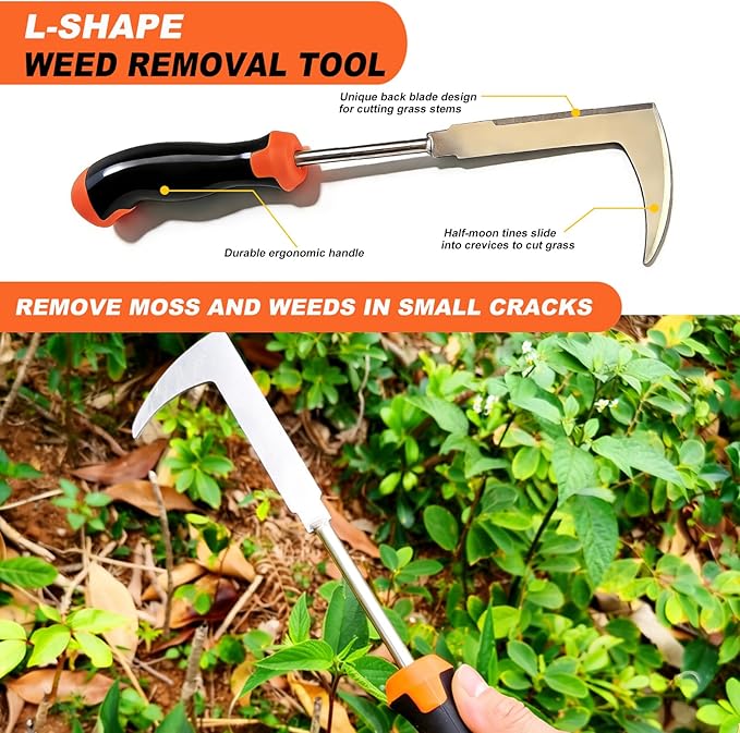 2026 Weed Puller Tool, 3-Piece Garden Weeder Tool Set, Weed Remover Tool, 4-Tine Uprooting Puller & Crevice Weeder, Portable Weeding Artifact for Backyard, Vegetable Garden & Farm