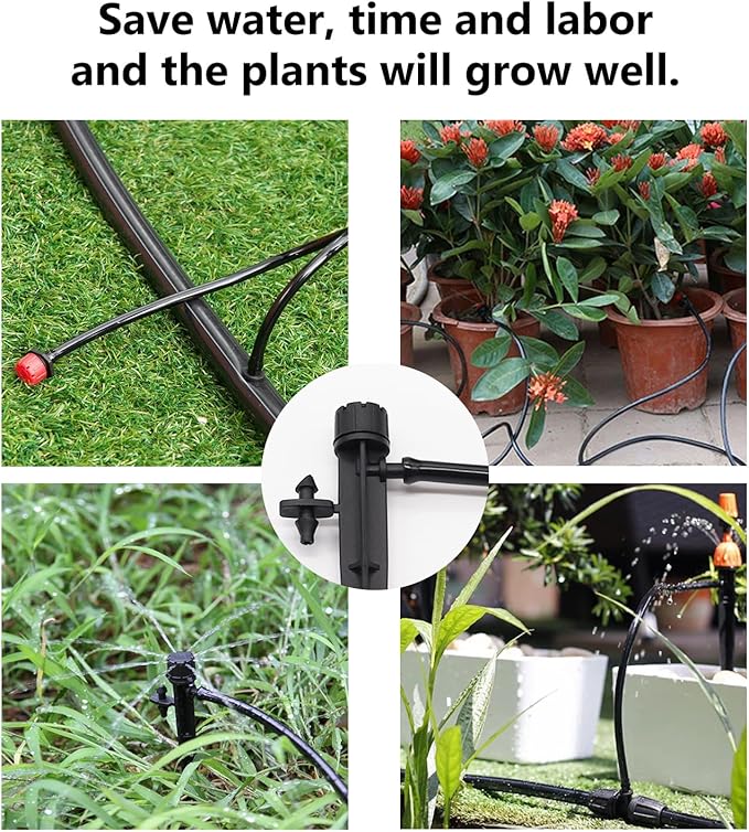 100FT 1/4" Blank Distribution Tubing - Garden Watering Tube with 20PCS Drip Irrigation Barbed Connectors