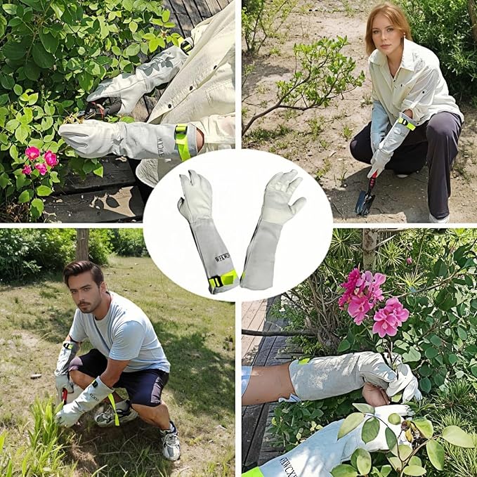 Gardening Gloves for Rose and Cactus Handling,Cow Leather Garden Gloves Thorn Proof,Gardening Gifts for Womens/Mens