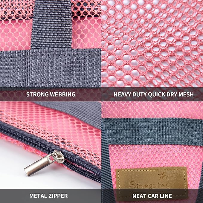 TOPASION Mesh Shower Caddy Bag Portable Hanging Toiletry and Bath Organizer with Zipper for Travel, Gym, Camping, College Dorms, Beach
