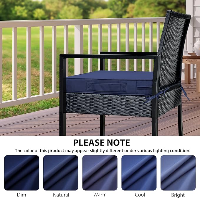 IPYNBAP Outdoor Chair Cushions Set of 4 -Waterproof Outdoor Seat Cushions for Patio Furniture, Patio Chair Cushion with Handle and Ties, Square Out Door Chair Pads,17" x 16" x 2",Navy Blue