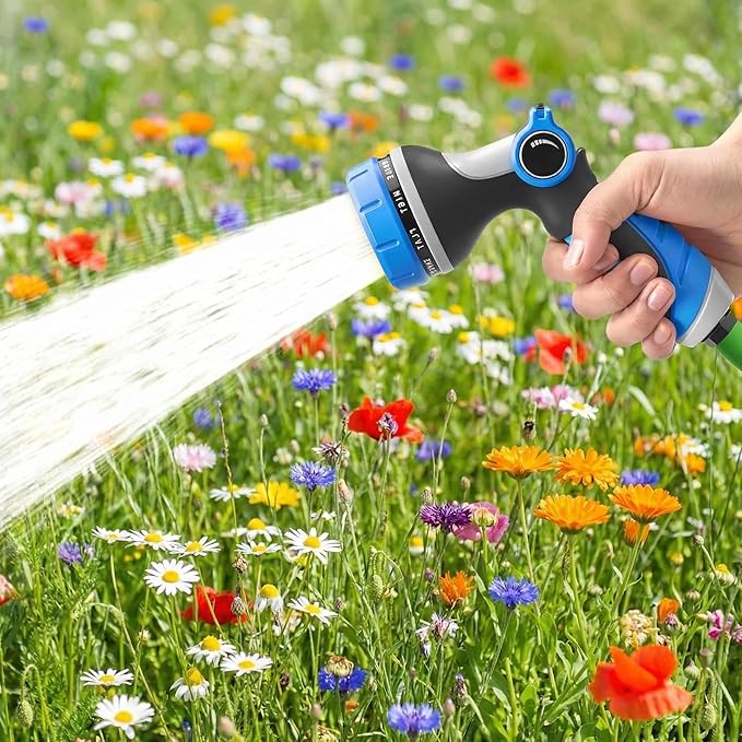 Garden Hose Nozzle,Hose Spray Nozzle with Adjustable 10 Watering Patterns,Slip Resistant High Pressure Water Hose Nozzle Sprayer for Plants & Lawns Watering,Car Washing and Pet Showering