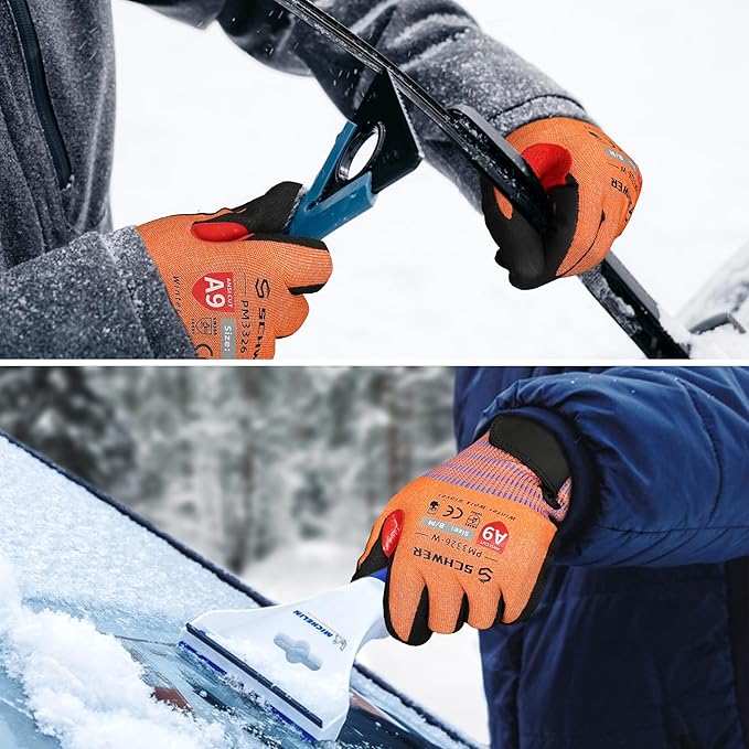 Schwer FreezeGuard-X Winter Work Gloves for Men and Women, ANSI A9 Cut Resistant Gloves for Extreme Protection, Freezer Glove With Super Grip, Thermal Insulated, PM3326-W (L,2 Pairs)