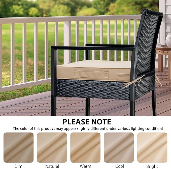 IPYNBAP Outdoor Chair Cushions Set of 4 -Waterproof Outdoor Seat Cushions for Patio Furniture, Patio Chair Cushion with Handle and Ties, Square Out Door Chair Pads,17" x 16" x 2",Beige