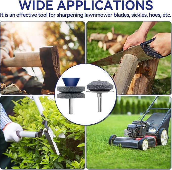 Lawn Mower Blade Sharpener, 4PCS Mower Blade Sharpener, Lawnmower Blade Sharpener for Any Power Hand Drill