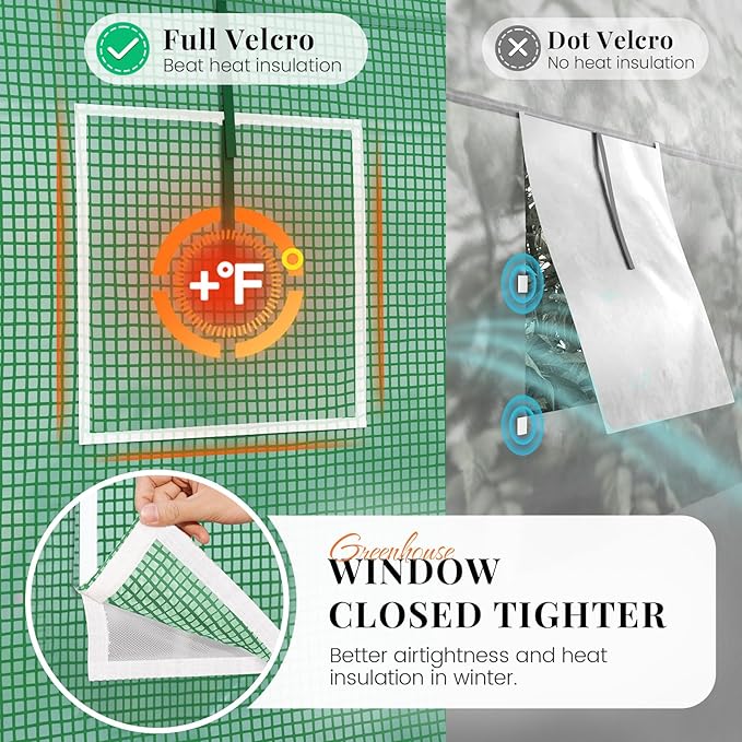 KING BIRD Premium 15x7x7 FT Greenhouse for Outdoors, Large Walk-in Heavy Duty Galvanized Steel Frame, Mesh Door Screen Window Tunnel Hoop Garden Plant Winter Hot House with Side Mesh&Shade Net, Green