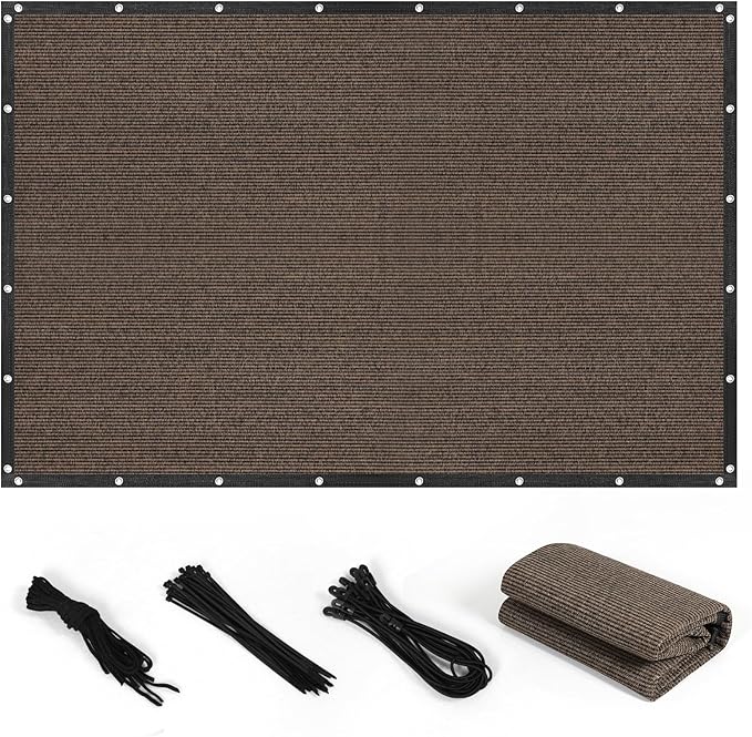 90% Shade Cloth with Grommets, 6 x 10 FT Sun Shade Tarp Pergola Shade Cover Canopy, UV Block Privacy Sun Screen for Outdoor, Patio, Garden, Porch and Deck, Mocha