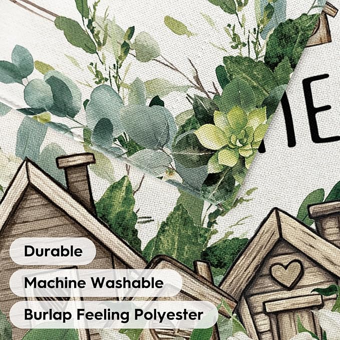 AVOIN colorlife Home Sweet Home Birdhouse Spring Floral Garden Flag 12x18 Inch Double Sided Outside, Eucalyptus Flowers Seasonal Yard Outdoor Flag