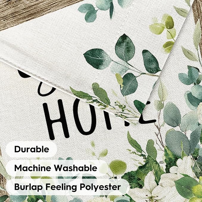 AVOIN colorlife Home Sweet Home Spring Floral Garden Flag 12x18 Inch Double Sided Outside, Eucalyptus Flowers Seasonal Welcome Yard Outdoor Flag