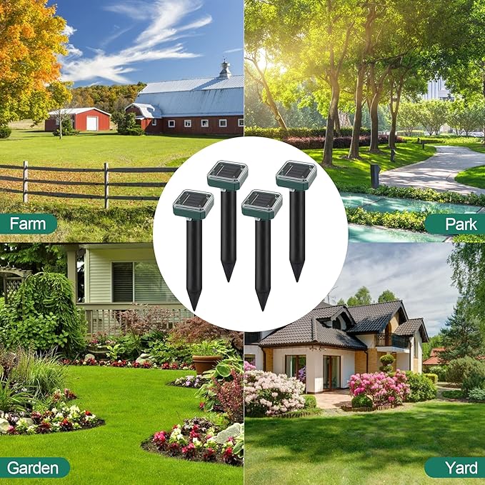 Mole Repellent for Lawns 8 Pack, Solar Powered Mole Repeller Ultrasonic Gopher Deterrent, Outdoor Waterproof Vole Vibration Stakes,Sonic Spike for Rodent Groundhog Snake Chipmunk