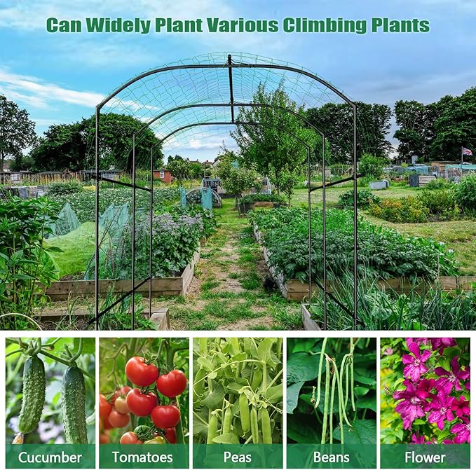 SUNYRISY Garden Arch Trellis for Climbing Plants Outdoor, 87in Tall Plant Support Trellis for Yard Raised Bed Planting Vine Cucumber Flowers Fruit Vegetables