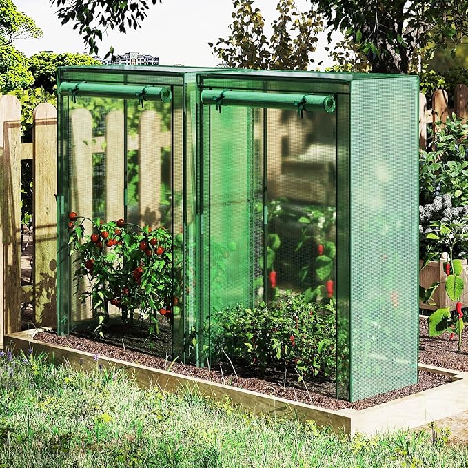LDAILY Mini Greenhouse, 39" x 20" x 59" Portable Gardening Green House with PE Cover, Heavy Duty Metal Frame & Roll-Up Zipper Door, Small Greenhouses for Outdoors, Indoor, Garden & Backyard