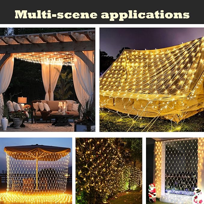 Eueasy LED Lights Outdoor Fairy Lights Chandelier - 360L Gazebo Net Lights with 8 Lighting Modes, 12×12 FT Chandelier for Pergolas,Wedding, Bush, Christmas