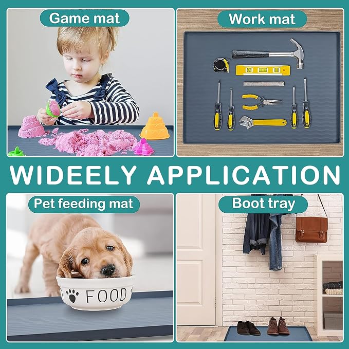 URMONA Waterproof Silicone Under Sink Mat 28'' x 22'' Shelf Liner for Kitchen and Bathroom, Cabinet and Counter Protector, Storage and Organizers, Litter Mat, Pet Cat Puppy Essentials(Navy)